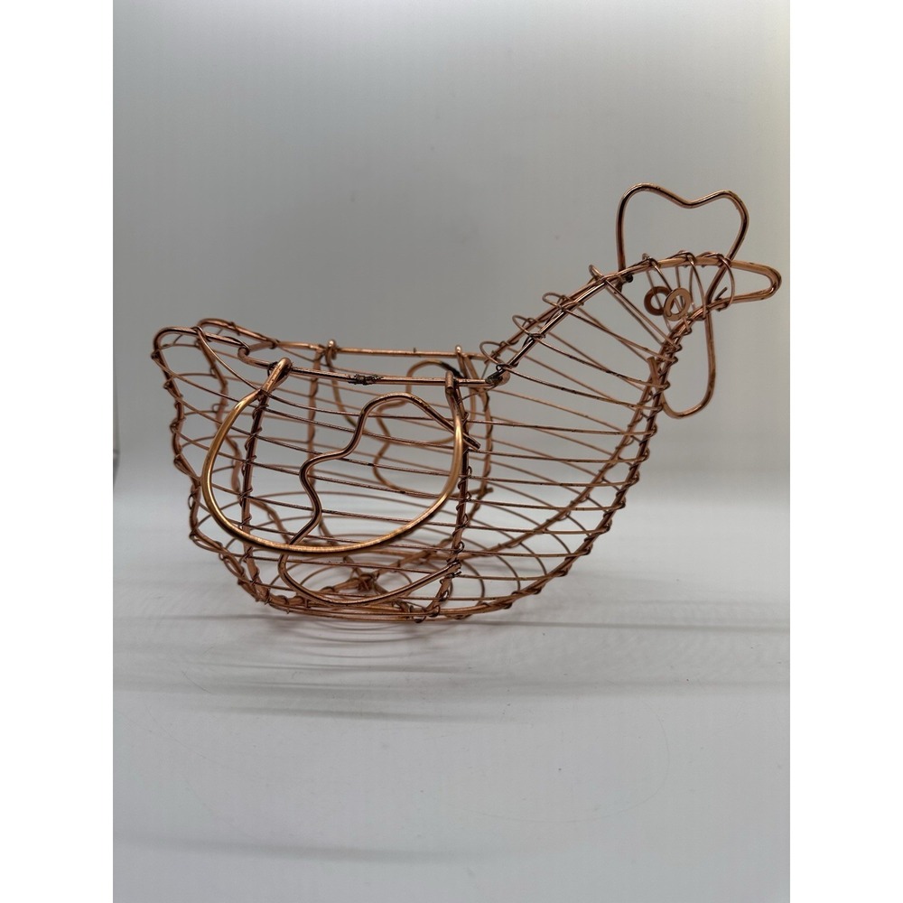 Copper Wire Chicken Basket Farmhouse Egg Holder‎ Country Kitchen Decor